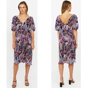 Ganni Floral Midi Dress - Purple and Blue